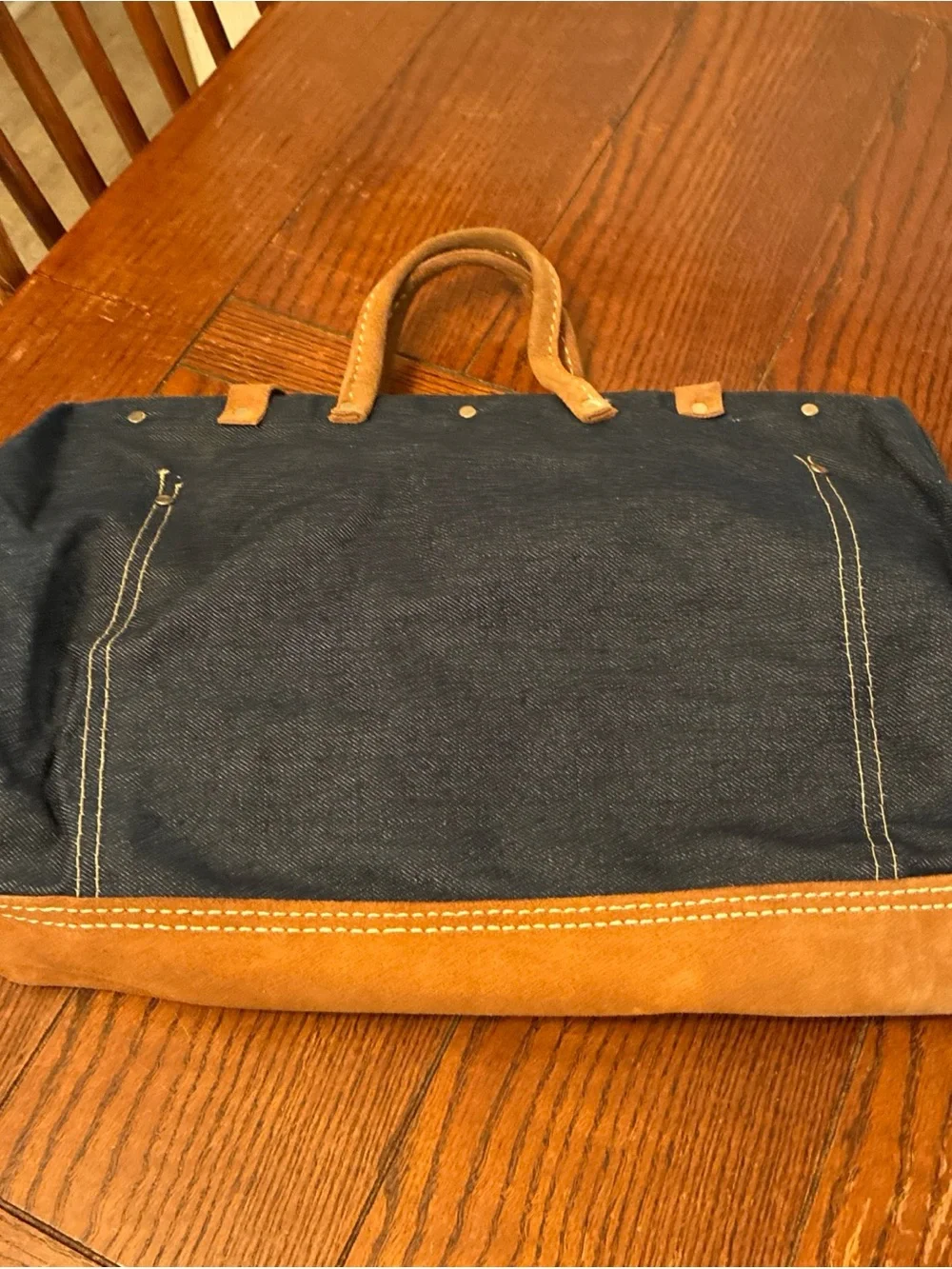 Tool Duffel Bag Carpenter Denim And Suede With Wrangler Patch All Purpose